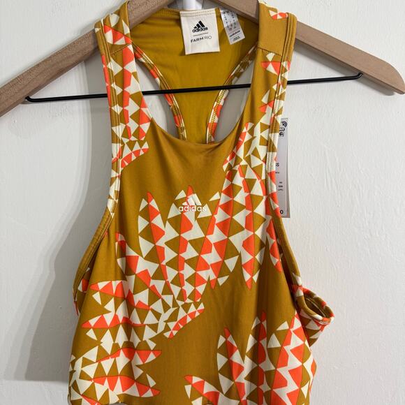 Farm Rio x Adidas Farm Psychedelic Wave Green Dress Victory Gold Size Large New - Picture 4 of 16